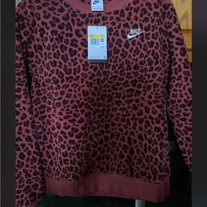 Nike Red and Black Leopard Print Top